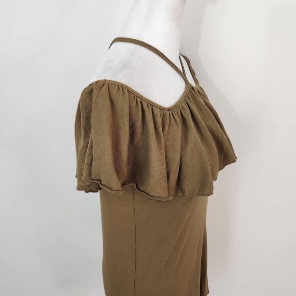 Chaser Army Green Knit Top Ruffle Top NWT Size Medium Olive Green Knit Top Green - Picture 3 of 7